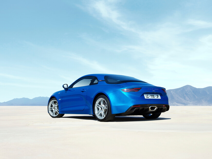 Alpine A110 en azul trasera