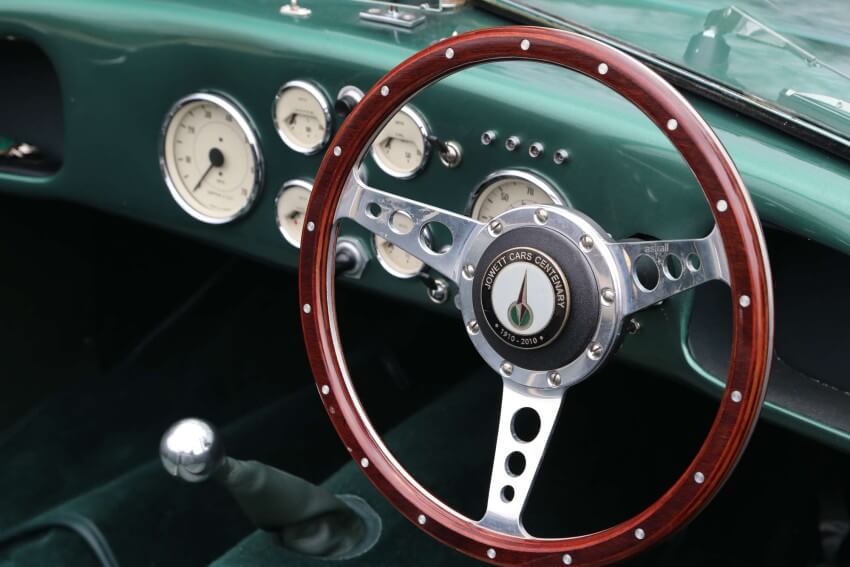 detalle del volante del jowett jupiter mk 2