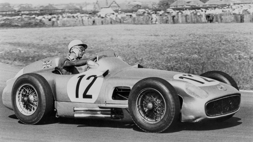 Stirling Moss sobre el Mercedes de Fórmula 1